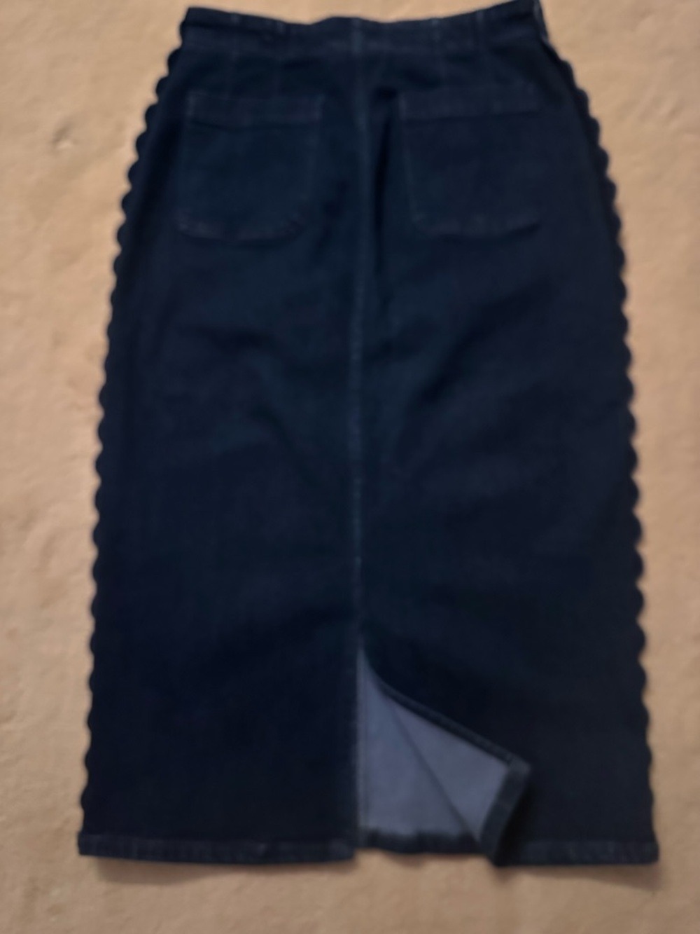 Maeve by Anthropologie Navy Scalloped-Side Denim Pencil Skirt - Picture 6 of 7